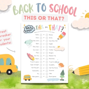 Back to School This or That Game: Printable Icebreaker Activity (PDF Download)