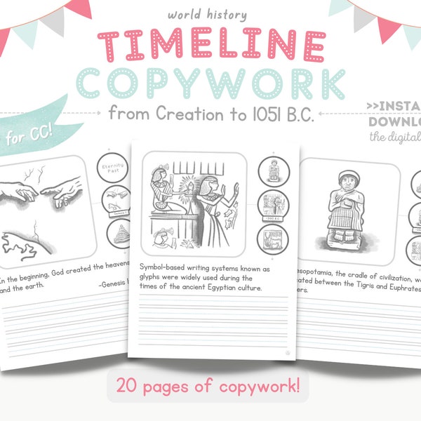 CC Cycle 3 Foundations Timeline Printable Coloring Pages Homeschool Printable Handwriting Practice CC Timeline Notebook