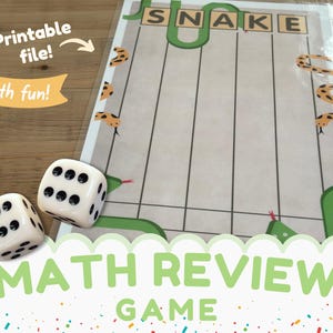 Essentials Snake Math Review Game Math Practice Printable Dice Game for Homeschool & Classroom