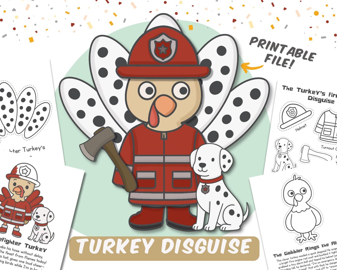 Disguise a Turkey Template Firefighter Craft for Kids Thanksgiving ...