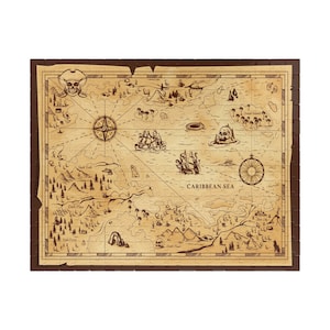 Rompecabezas del mapa del tesoro - Regalo para los amantes de la aventura del barco pirata - Rompecabezas de viaje náutico vintage - Elija 110, 252, 520 o 1014 piezas