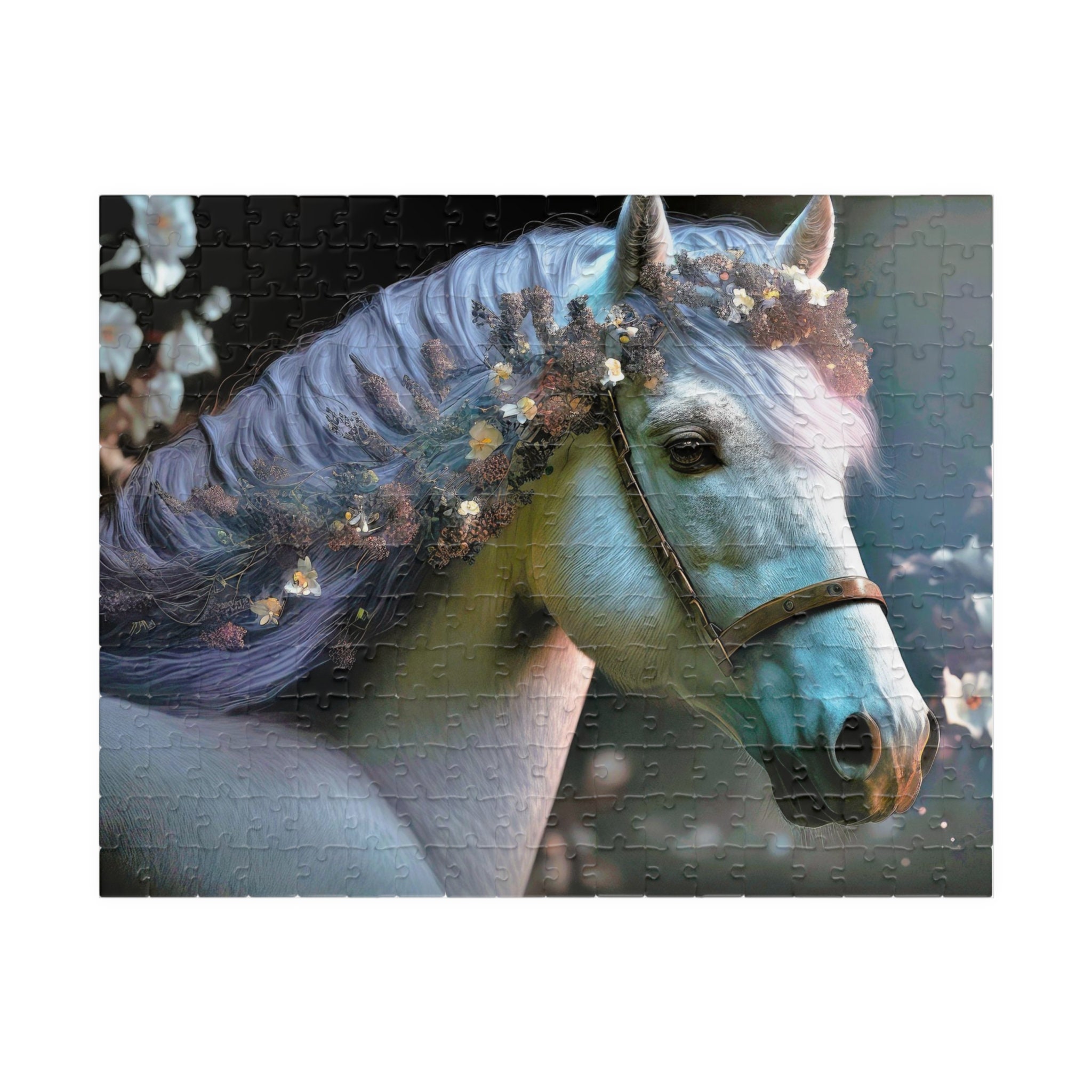 Fancy White Horse Jigsaw Puzzle - Beautiful Horses Lovers Gift - Unicorn Pegasus Pony Puzzles - Choose 110, 252, 500 or 1014 Piece Pieces