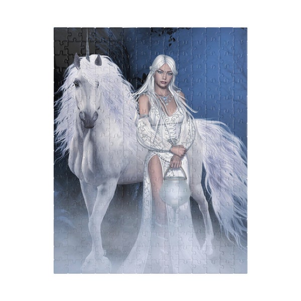 Queen of Unicorns Jigsaw Puzzle - Fantasy Horse Pegasus Lovers Gift - Beautiful Woman Puzzles - Choose 110, 252, 500 or 1014 Piece Pieces