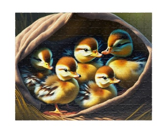 Baby Ducks Jigsaw Puzzle - Duck Family Lovers Gift - Ducklings Farm Animals Duckling Animal Puzzles - Pick 110, 252, 520, 1014 Pieces