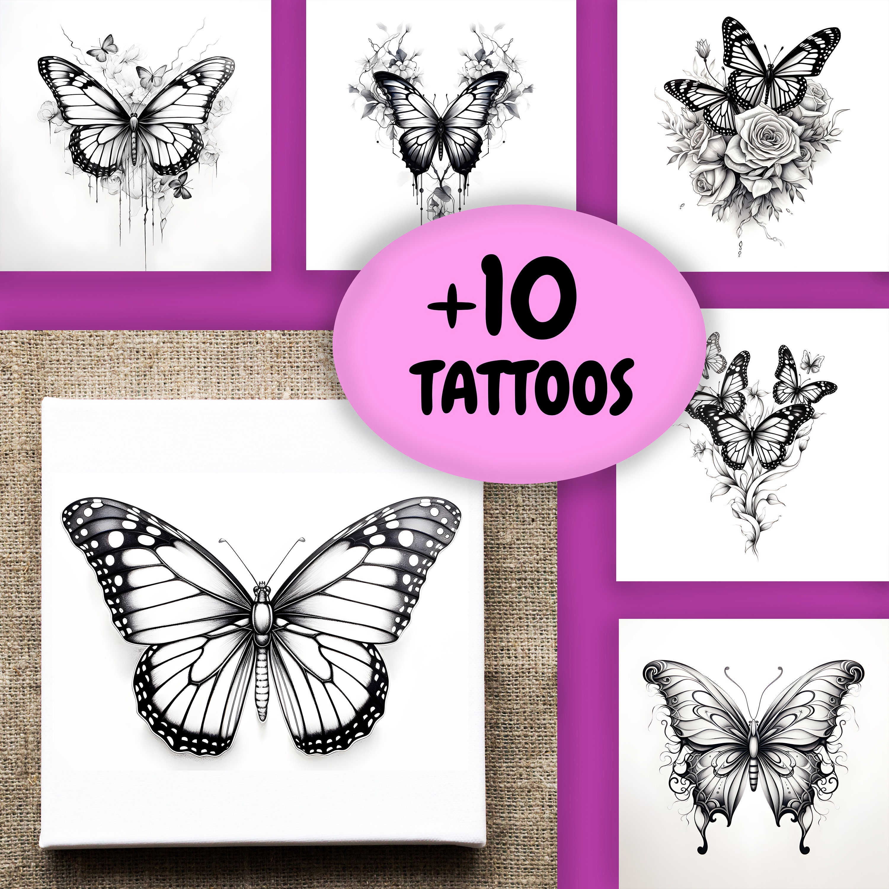 Ellie Tattoo / Butterfly SVG / DXF / PNG File Cutting File -  UK