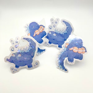 Floating Godzilla Kaiju Holographic and Glossy Stickers | Water Resistant Vinyl Stickers