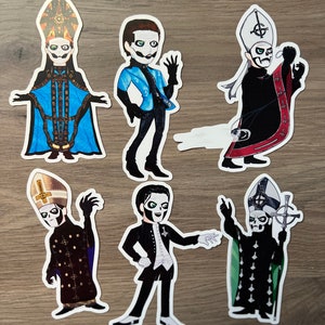 Schattige Ghost Papa Emeritus waterbestendig vinyl 4 inch stickers (I, II, III, IV,)