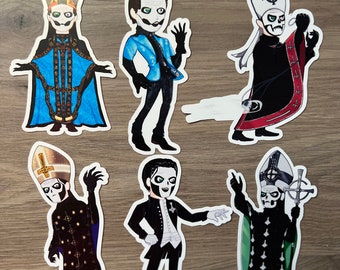 Cute Ghost Papa Emeritus Water Resistant Vinyl 4 in. Stickers (I,II,III,IV,)