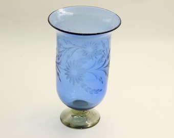 Blue Patterned Blown Glass Vase