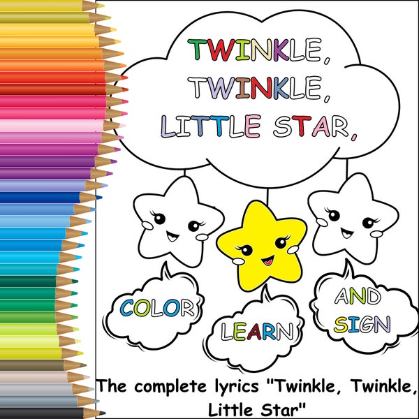 coloring complete nursery rhymes , set of 31 pages, twinkle coco melon coloring , color learn and sing , fun activity for little one.