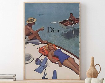 Vintage poster, retro art print, 1960s ad poster, fashion poster, Beauty's Sea Nassau, vintage summer art Canvas Ready To Hang