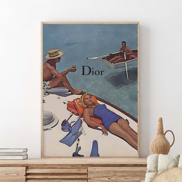 Vintage poster, retro art print, 1960s ad poster, fashion poster, Beauty's Sea Nassau, vintage summer art Canvas Ready To Hang