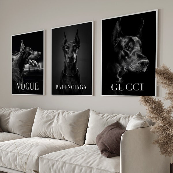 Luxury Brands Digital Poster Set of 3, Fashion Designer Poster, Instant Download Poster, Black & White Fashion wall art, Luxury Fashion