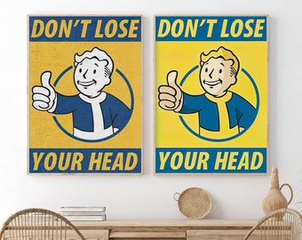 Ensemble de 2 affiches Fallout, Don't Lose Your Head, Poster Fallout Shelter, Poster Fallout Vault Boy, Poster Fallout Series Vault Boy, Fallout