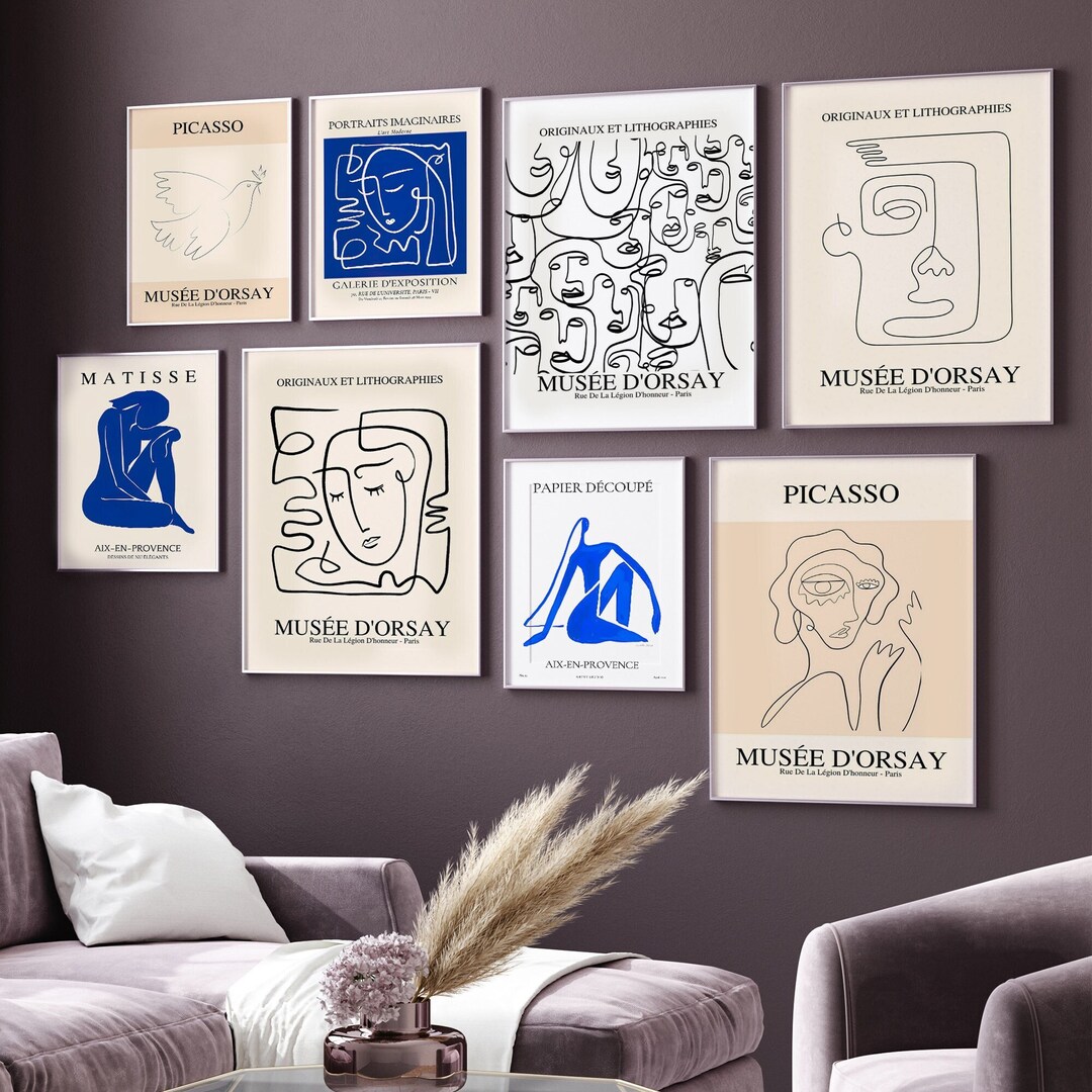 8 Blue Gallery Wall Set Prints Blue Gallery Wall Art, Gallery Wall Set, Blue Gallery Wall, Blue