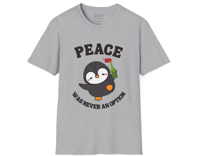 Featured listing image: Angry Kawaii Penguin Graphic Tee - Peace Was Never An Option Unisex Softstyle T-Shirt