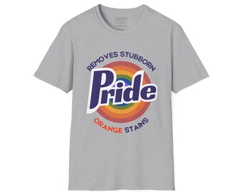 Pride Month T-Shirt Unisex Softstyle Tee – Removes Stubborn Orange Stains & Celebrates LGBTQ+ Pride Colors