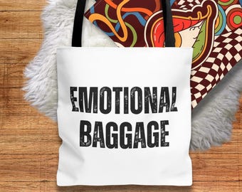 Emotional Baggage Canvas Tote Bag - Trippy Checkerboard Design, Durable Eco-Friendly Shopper, Stylish Everyday Carry-All