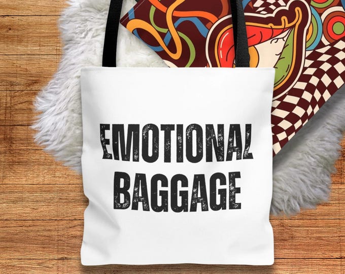 Featured listing image: Emotional Baggage Canvas Tote Bag - Trippy Checkerboard Design, Durable Eco-Friendly Shopper, Stylish Everyday Carry-All