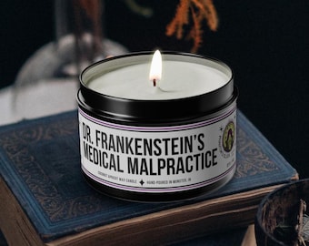 Funny Scented Candle | Dr. Frankenstein's Medical Malpractice 8oz, 16oz, Hand-Poured in USA