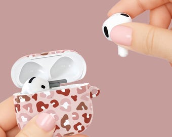 PINK CHEETAH AIRPOD Case Retro Leopard Print Protective Case Girly Aesthetic Tech Accessory Gift For Her Teen AirPod Gen 1 2 3 4 Pro Gen 1 2