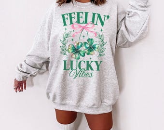ST PATRICKS DAY Sweatshirt coquette girly esthétique St Paddys Day ras du cou pour femmes ados tendance groupe d'amis chemises cadeau pour la fête de l'Irlande