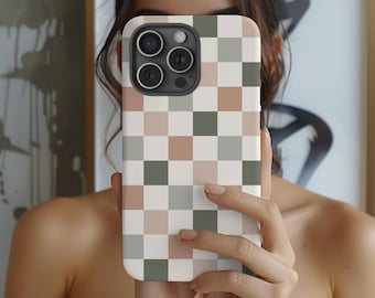 CHECKERED MAGSAFE IPHONE Case Trendy New iPhone 13 14 15 16 17 Air Pro Max Plus Mini Retro With Boho Colors MagSafe Compatible Gift For Her