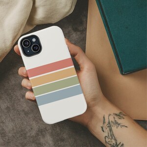 RETRO STRIPE MAGSAFE iPhone Case Minimalistic Trendy Style New iPhone 13 14 15 16 Pro Max Plus Mini MagSafe Compatible Gift For Her Him Teen
