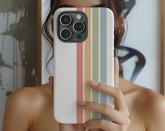 RETRO VERTICAL STRIPE MagSafe Phone Case Trendy Minimalistic Phone Accessory iPhone 13 14 15 16 17 Pro Max Plus Mini Air Gift For Her Him
