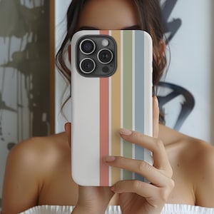 RETRO VERTICAL STRIPE MagSafe Phone Case Trendy Minimalistic Phone Accessory New iPhone 13 14 15 16 Pro Max Plus Mini Gift For Her Him Teen