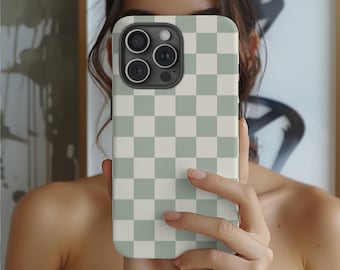 COQUE IPHONE À CARREAUX Housse de téléphone rétro solide Nouvel iPhone 16 15 14 13 12 11 Pro Max Plus Mini cadeau pour son ado Accessoires de téléphone tendance mignons