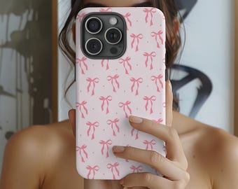 Coque iPhone COQUETTE ROSE NOEUD iPhone tendance 11 12 13 14 15 16 Pro Max Plus Mini coques de téléphone mignonnes cadeau pour sa soeur Samsung S21 S22