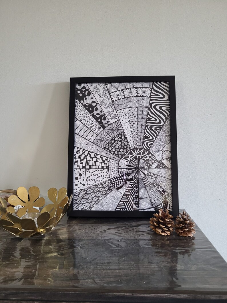 Handmade Zentangle Wall Art for All Rooms Geometric Design Etsy
