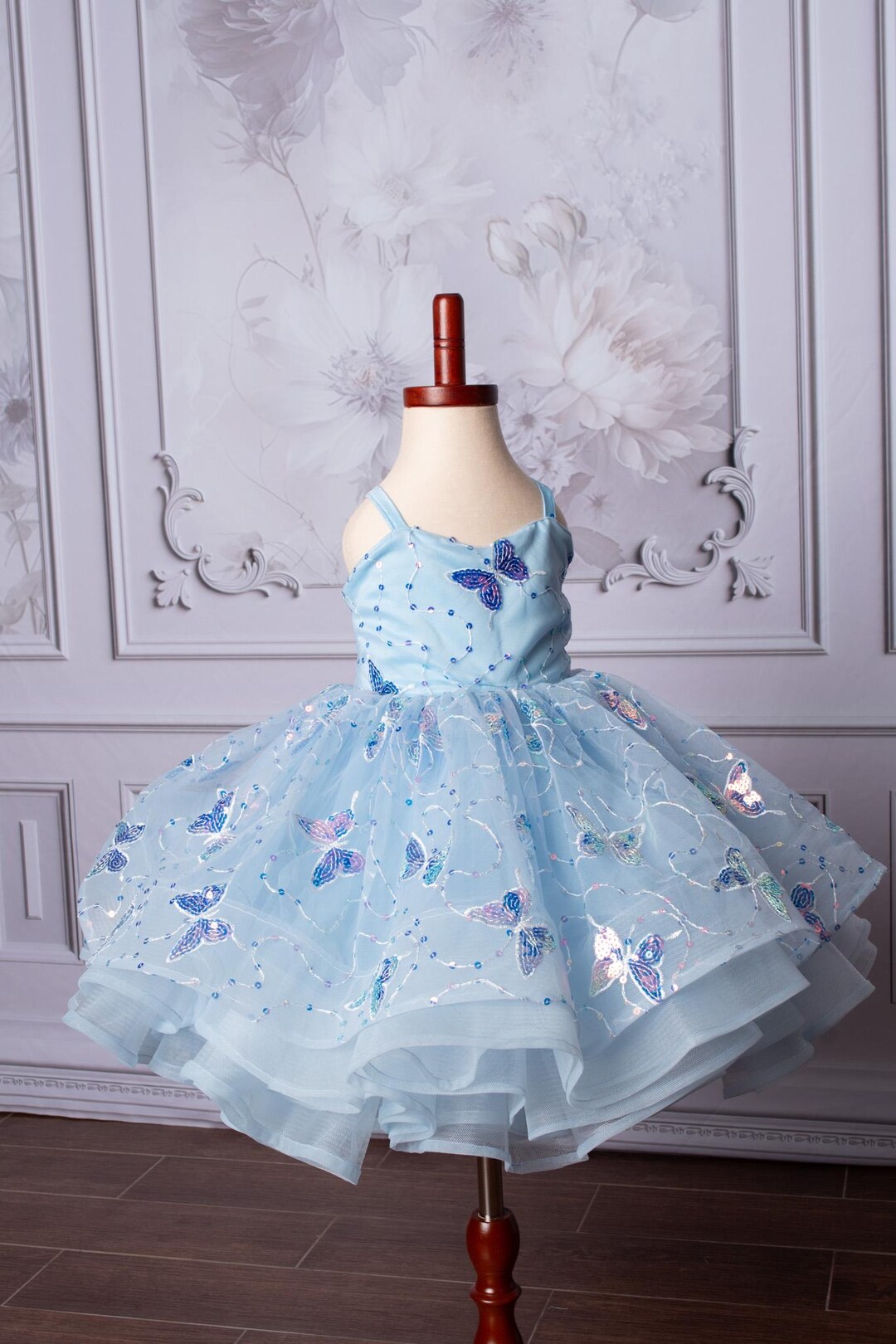 A DEE - Joy Butterfly Print Dress - Light Blue main image 1