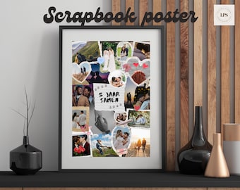 Editable Scrapbook Style Photo Poster Template | Aesthetic Collage Wall Art | Canva Digital Download for Birthday, Graduation, Memories