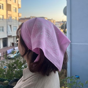 Pink Paisley Bandana: 100% Cotton Boho Head Scarf