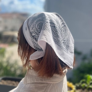 Cotton Paisley Bandana: Headband, Scarf, Wrist Tie - 50x50cm