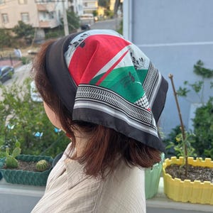 Palestinian Keffiyeh Satin Bandana - Heritage Scarf | Cultural Pride | Palestine Flag Colors | Solidarity Gift