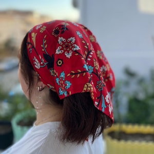 Bandana fleuri en coton : foulard bohème, accessoire pour cheveux festival