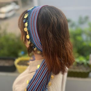 Handgemachtes türkisches Schwarzmeer-Bandana: Buntes Muster-Stirnband