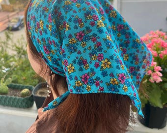 Floral Cotton Bandana: Boho Head Scarf - 6 Colors