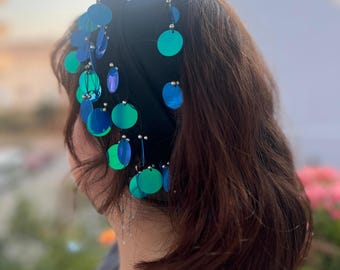 Handmade - Turkish bandana scarf - Silver coins - Decorated with colorful sequins - Bohemian cotton 5 options available