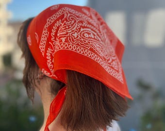 Paisley Cotton Bandana 10 Color Options Boho Headscarf Festival Accessory