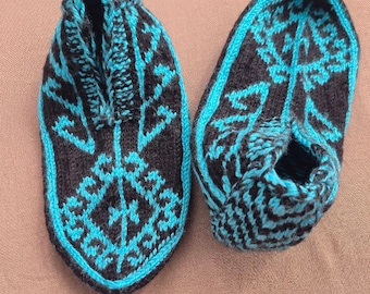 Handmade Knitted Slippers - Comfortable House Socks - Turkish Cotton - Warm Winter Shoes