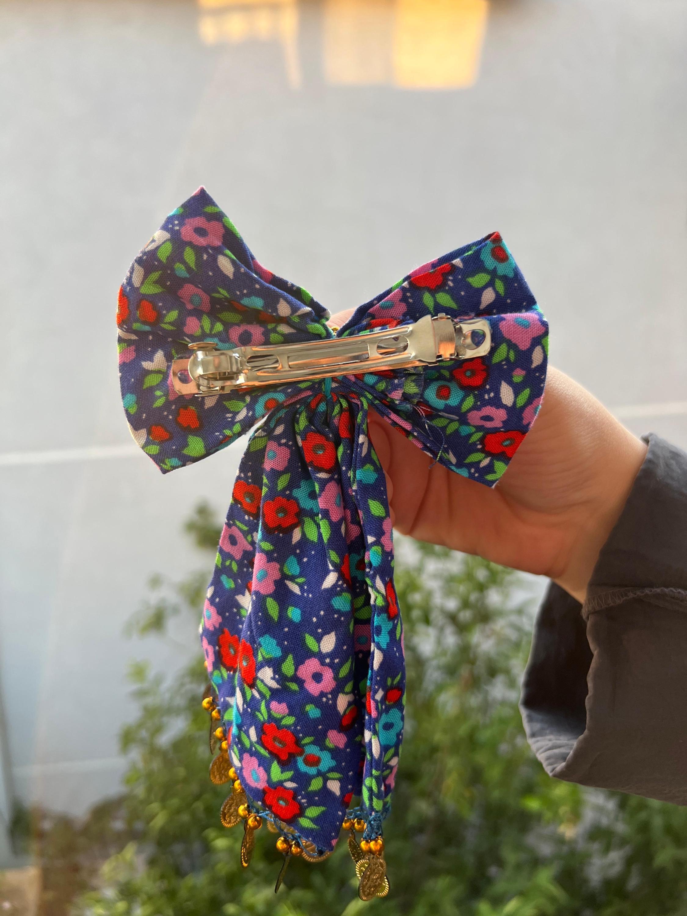 Hair Bow - Decorated With Dangling Gold Coins - Cotton  display picture 1