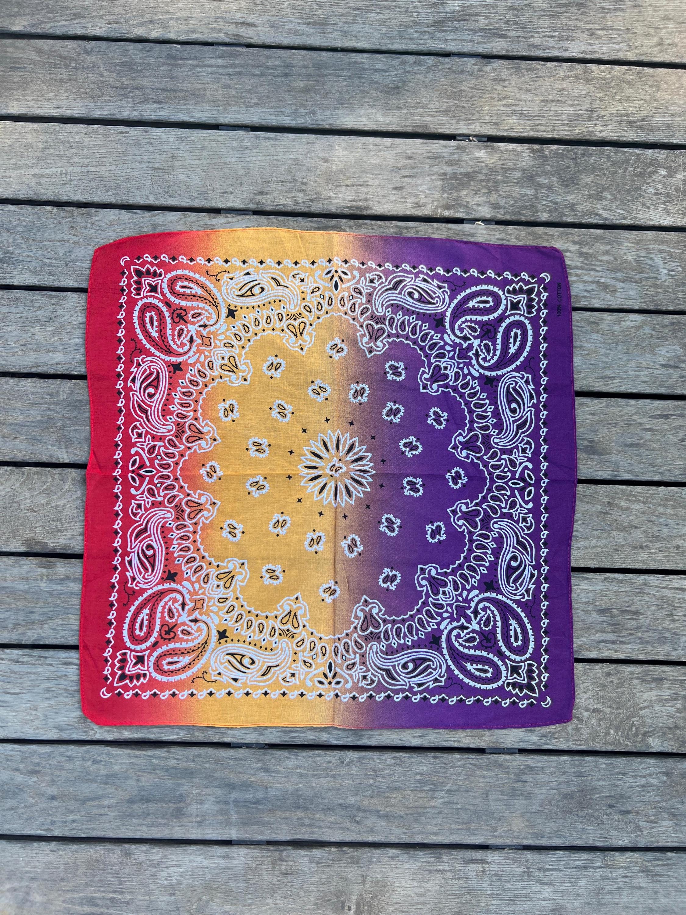 Gradient Bandanas Rainbow Gradient Paisley Bandana, Colorful Cotton Bandana, Boho ...