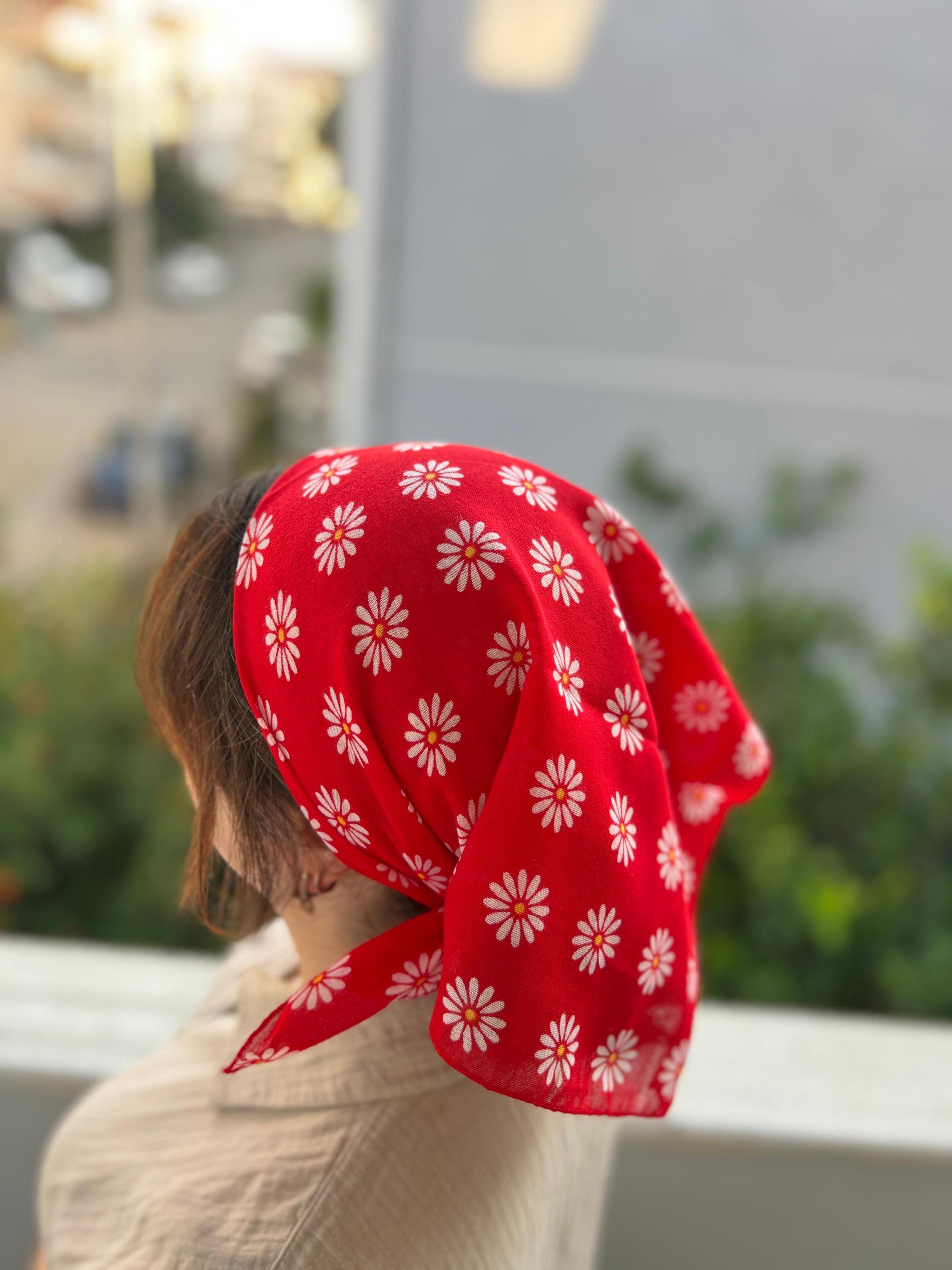 Vintage Handmade Floral Head Scarf / bandanna Style Tie Cap il_fullxfull.2569611615_i8ny.jpg main image 3