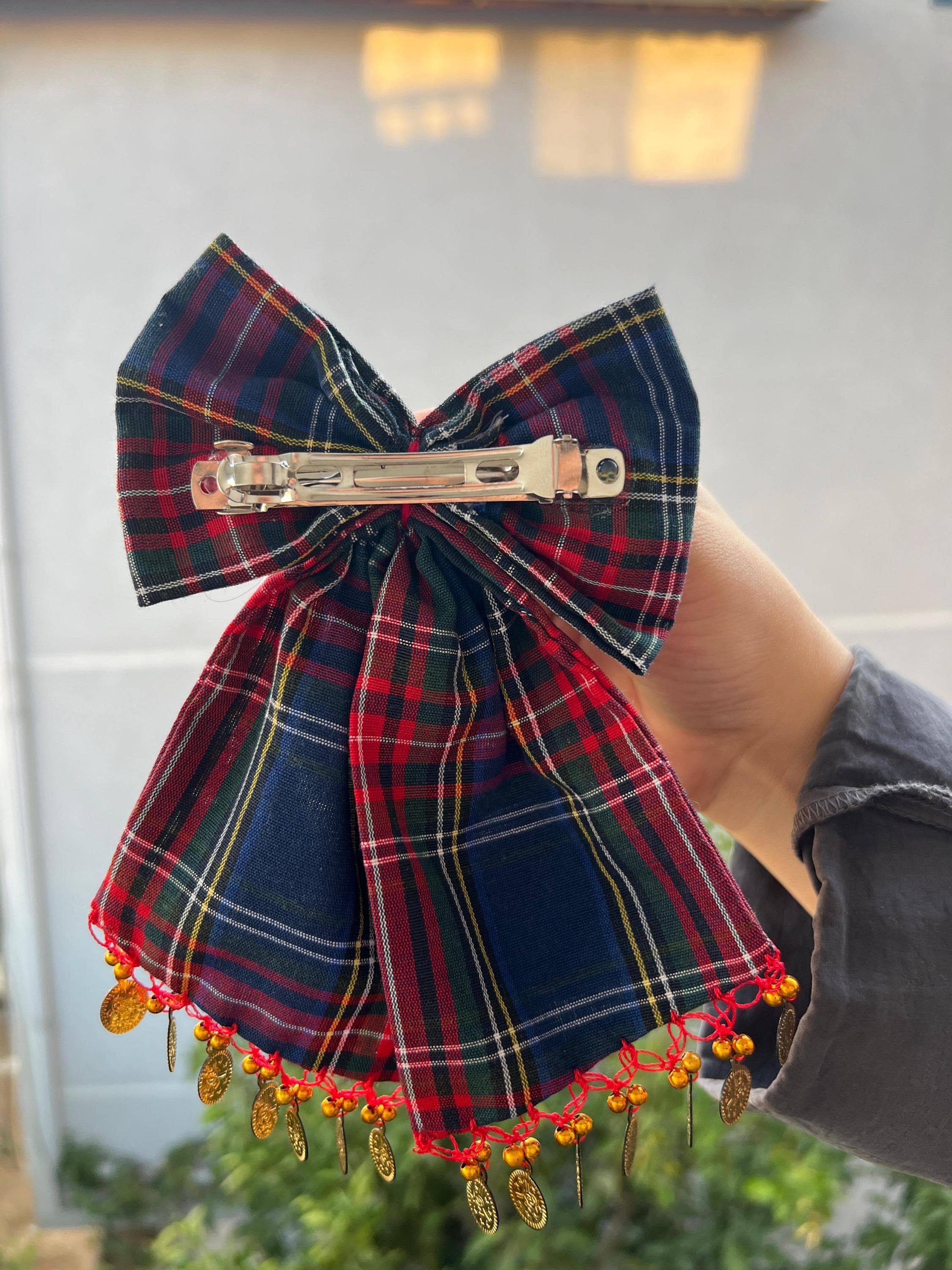 Anthropologie Leontime  vintage plaid chain hair bow new without tags Amazon.com : Arocooy 20pcs Beige Mini Bows for Hair Brown  main image 2