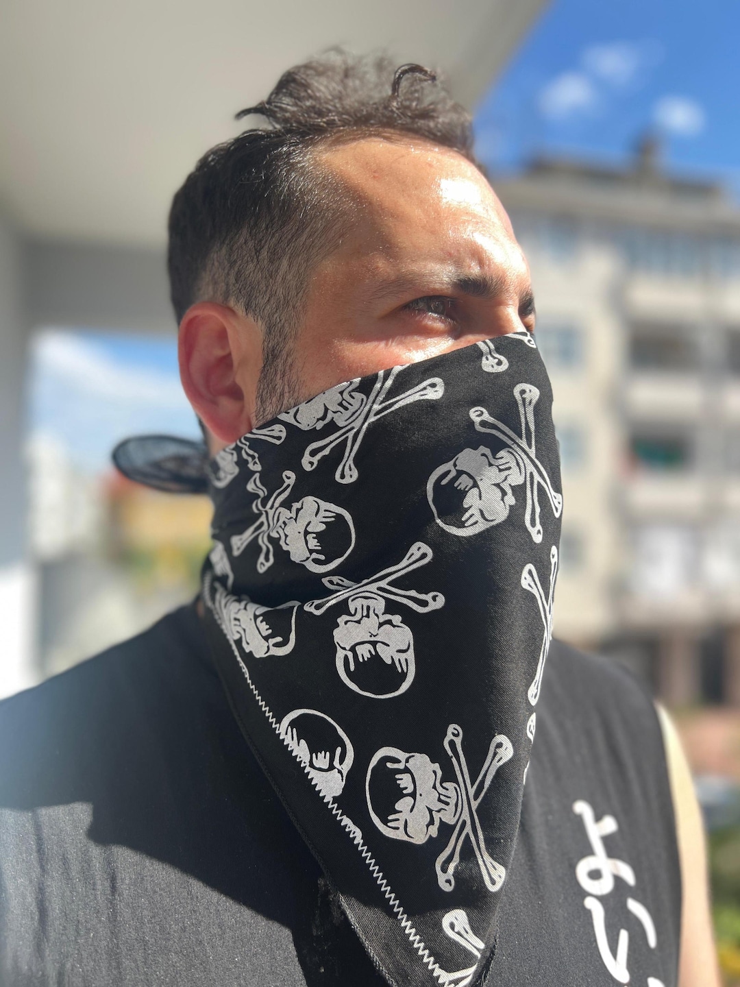 Black Skull Bandana: Cotton Pirate Biker Gothic Accessory - Etsy