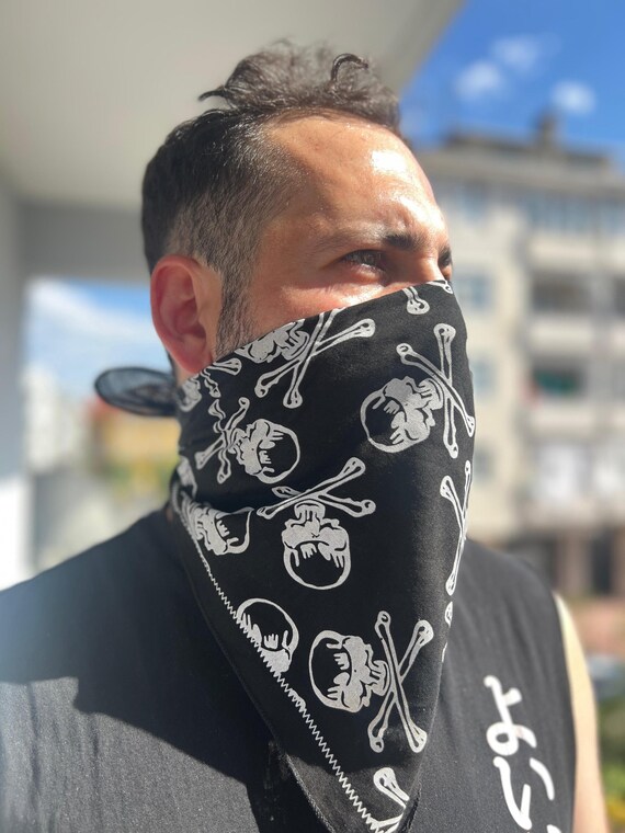Black Skull Bandana: Cotton Pirate Biker Gothic Accessory - Etsy